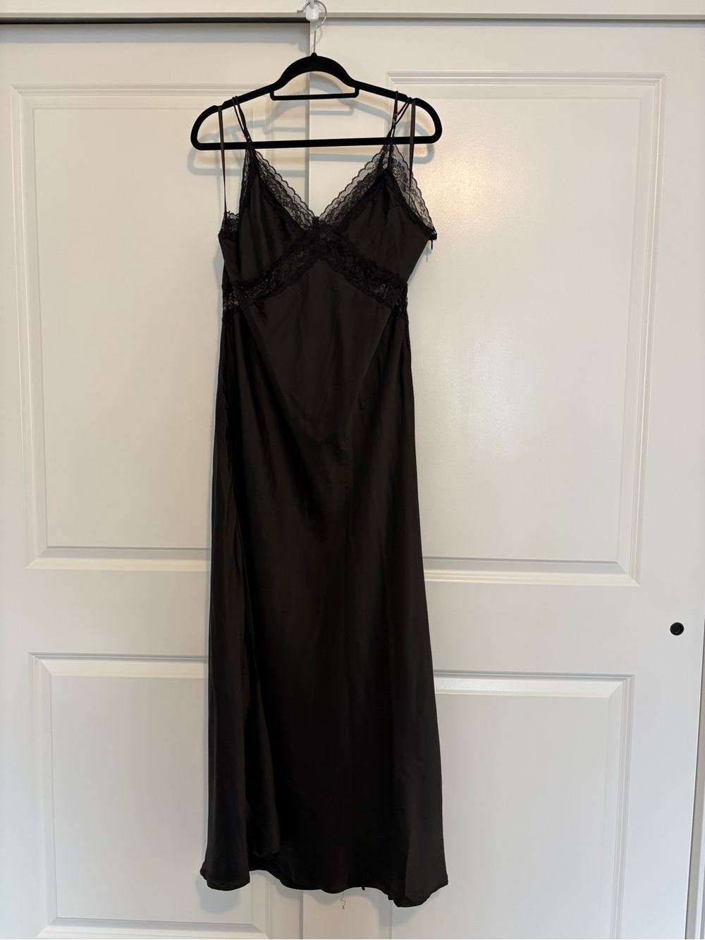 Black Lace-Trim Maxi Slip Dress - Women Dresses Maxi